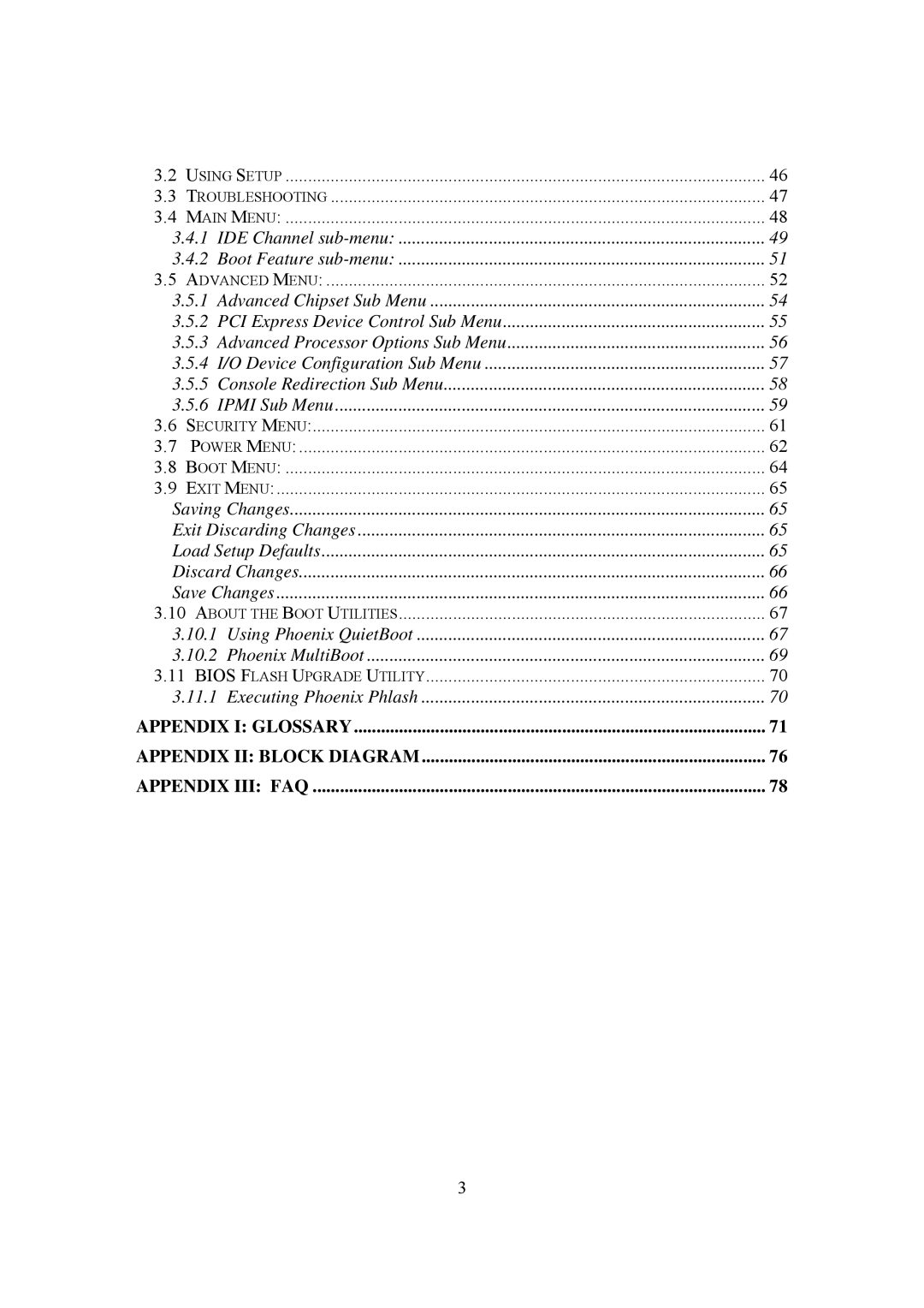 Intel LH500 user manual IDE Channel sub-menu Boot Feature sub-menu 