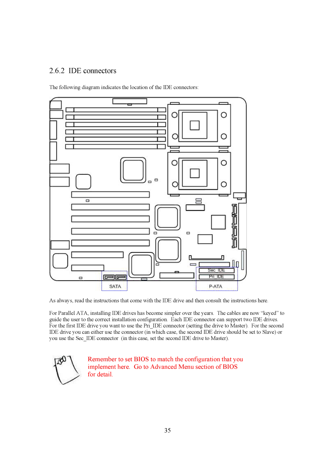 Intel LH500 user manual IDE connectors 