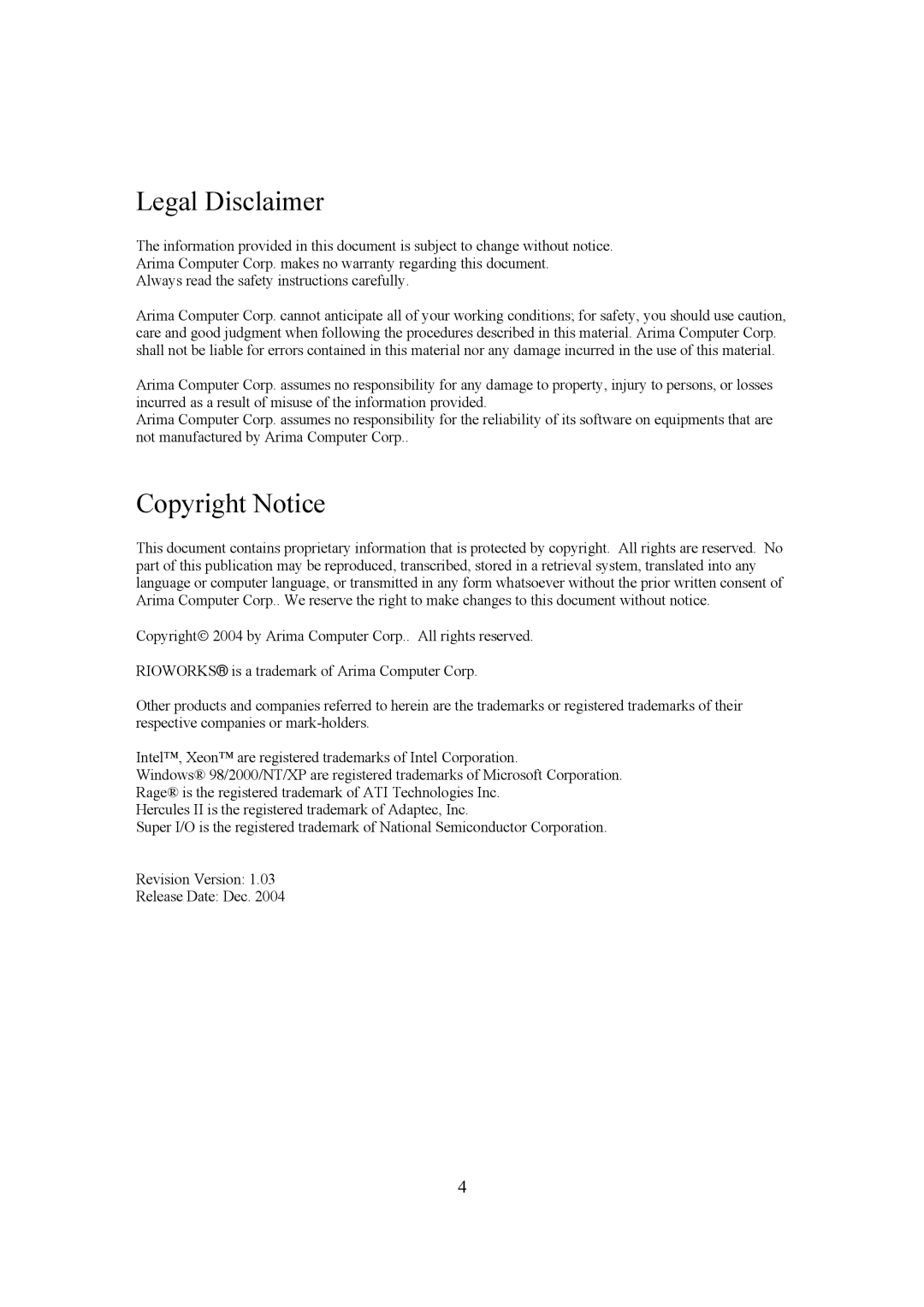 Intel LH500 user manual Legal Disclaimer 