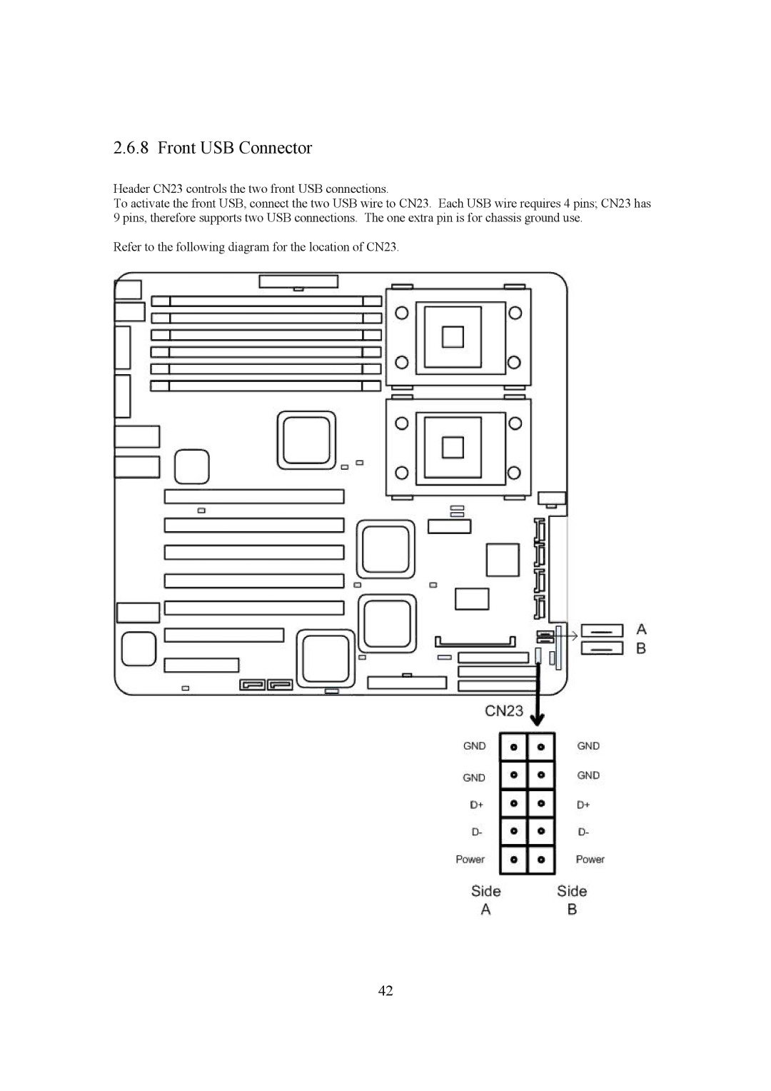 Intel LH500 user manual Front USB Connector 