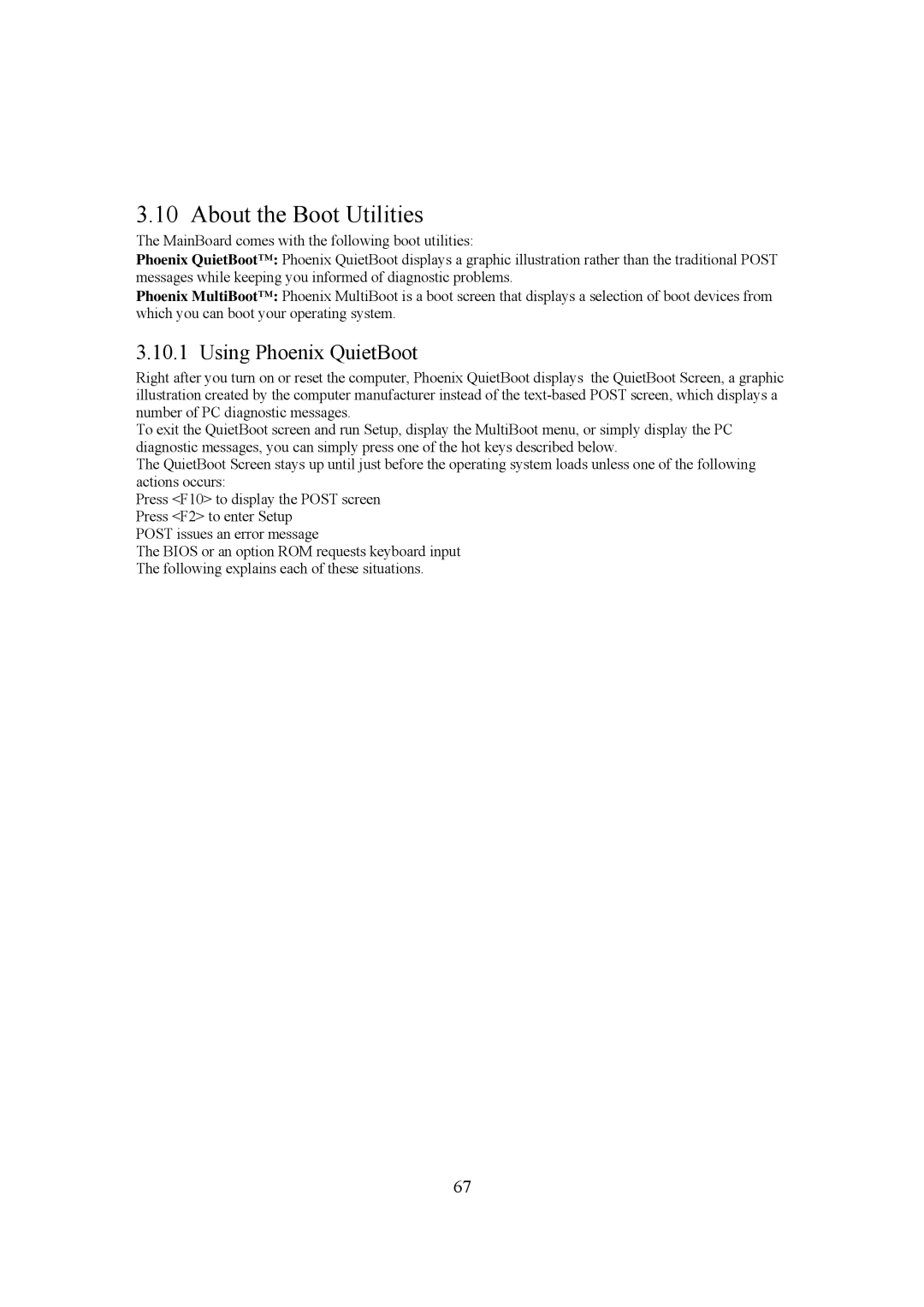 Intel LH500 user manual About the Boot Utilities, Using Phoenix QuietBoot 