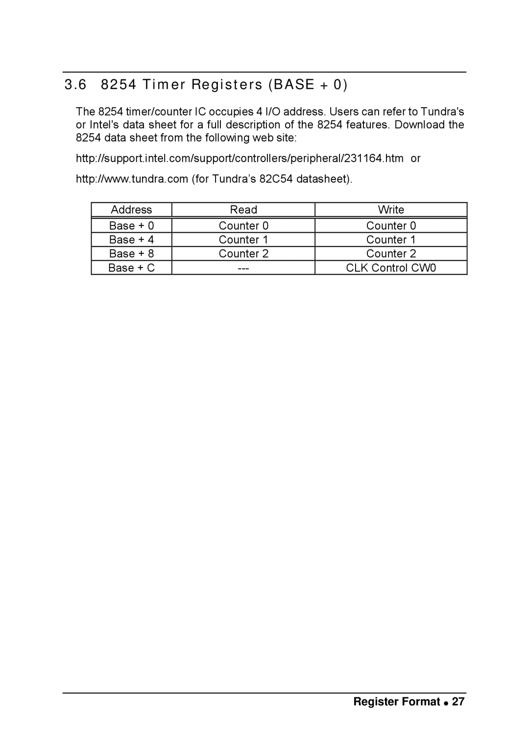 Intel LPCI-7200S manual Timer Registers Base + 