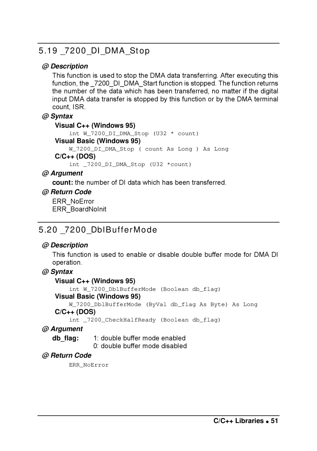 Intel LPCI-7200S manual 19 7200DIDMAStop, 20 7200DblBufferMode 