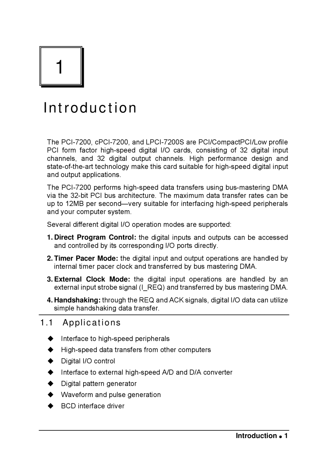 Intel LPCI-7200S manual Introduction, Applications 