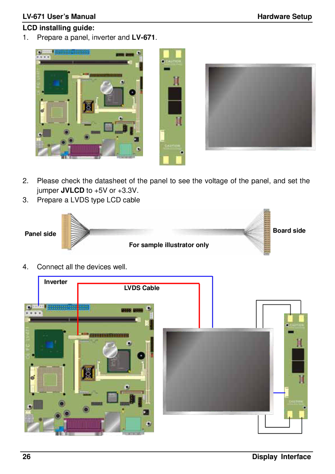 Intel user manual LV-671 User’s Manual Hardware Setup LCD installing guide 