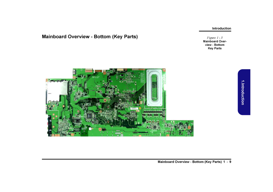 Intel LV19C Series, LV19N Series, LV22N Series Mainboard Overview Bottom Key Parts, Mainboard Over View Bottom Key Parts 