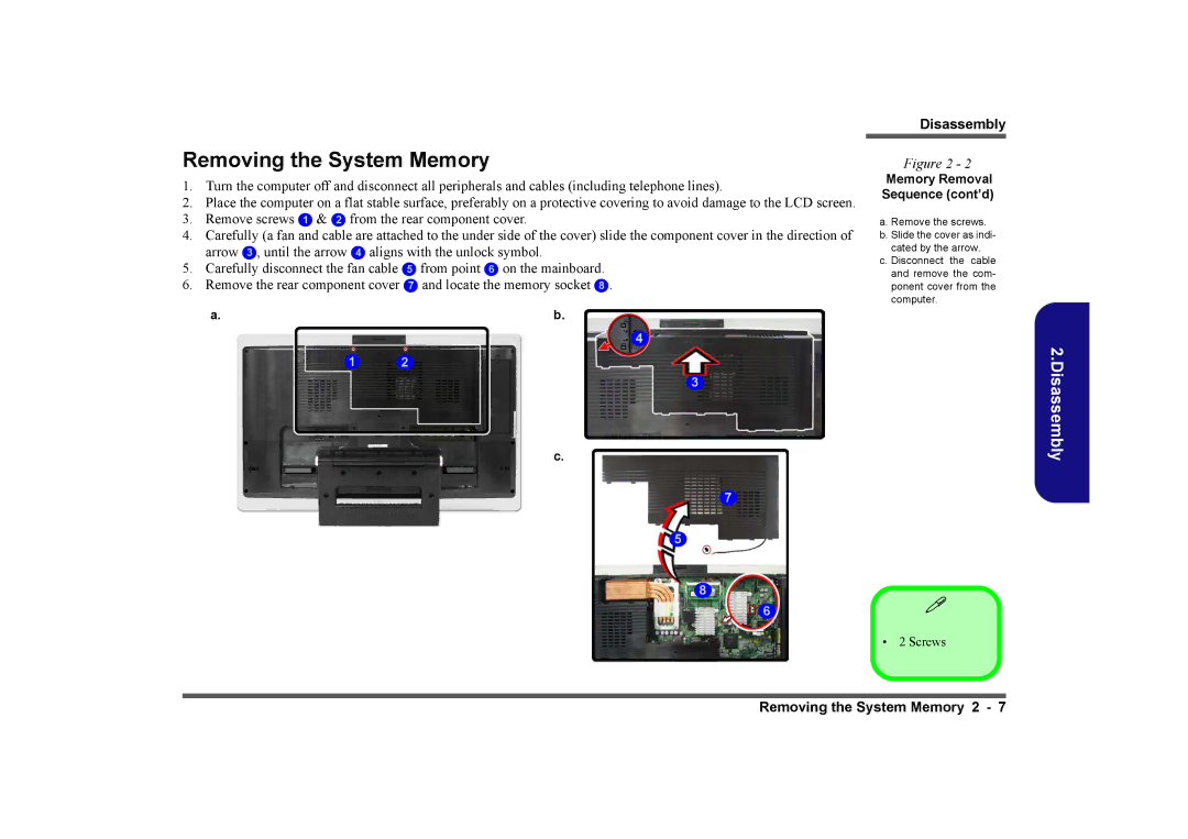 Intel LV22N Series, LV19C Series, LV19N Series, LV22C Series manual Removing the System Memory, Memory Removal Sequence cont’d 