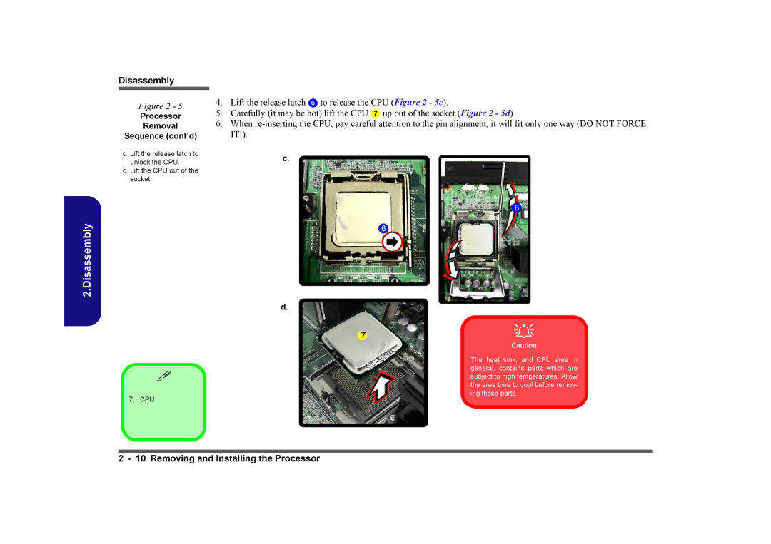 Intel LV19N Series, LV19C Series, LV22N Series, LV22C Series manual Processor Removal Sequence cont’d 