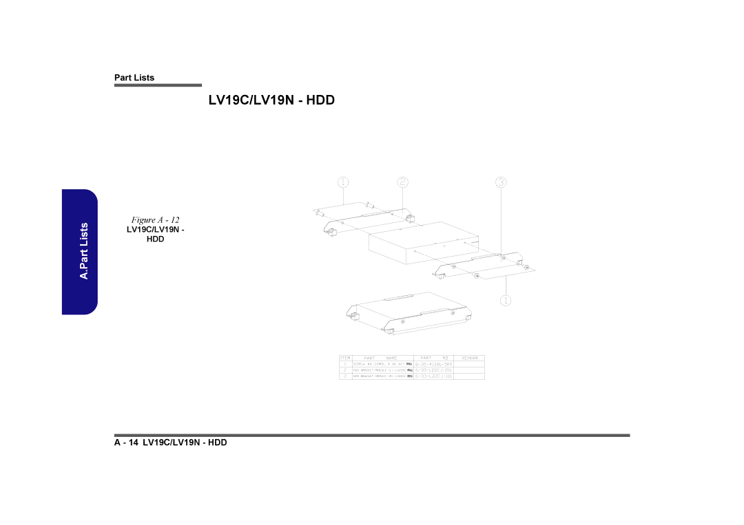 Intel LV22C Series, LV19C Series, LV19N Series, LV22N Series manual LV19C/LV19N HDD 