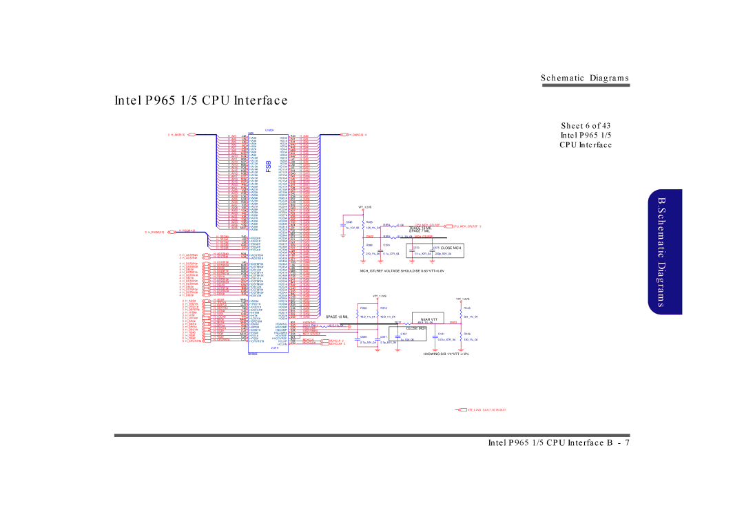 Intel LV19C Series, LV19N Series, LV22N Series, LV22C Series manual Sheet 6 Intel P965 1/5 CPU Interface, Mchgtlref 