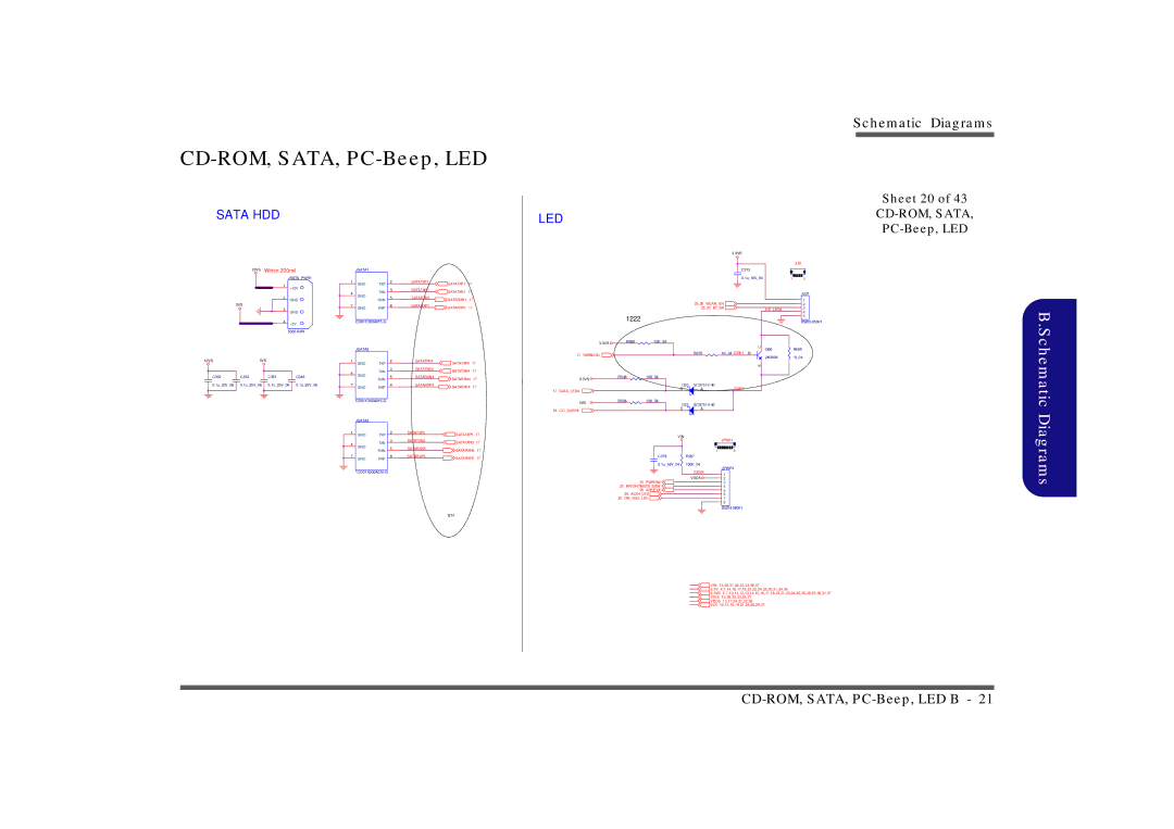 Intel LV22N Series, LV19C Series, LV19N Series, LV22C Series manual CD-ROM, SATA, PC-Beep, LED, Sheet 20 