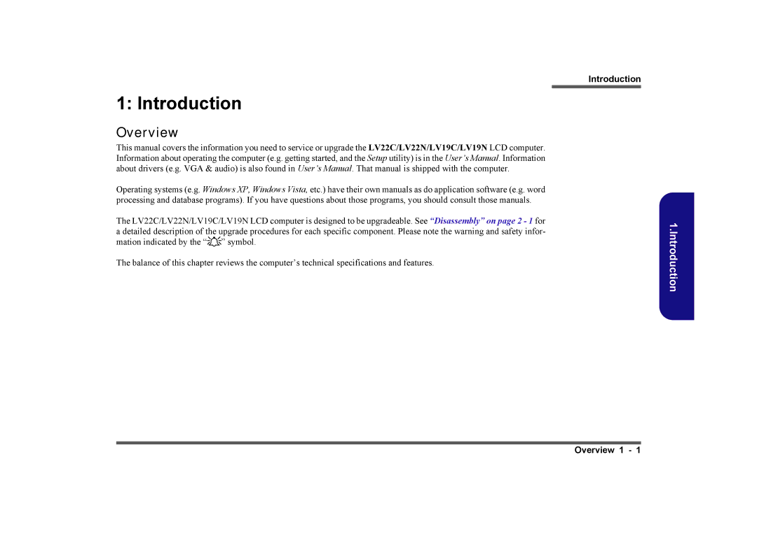 Intel LV19C Series, LV19N Series, LV22N Series, LV22C Series manual Introduction 