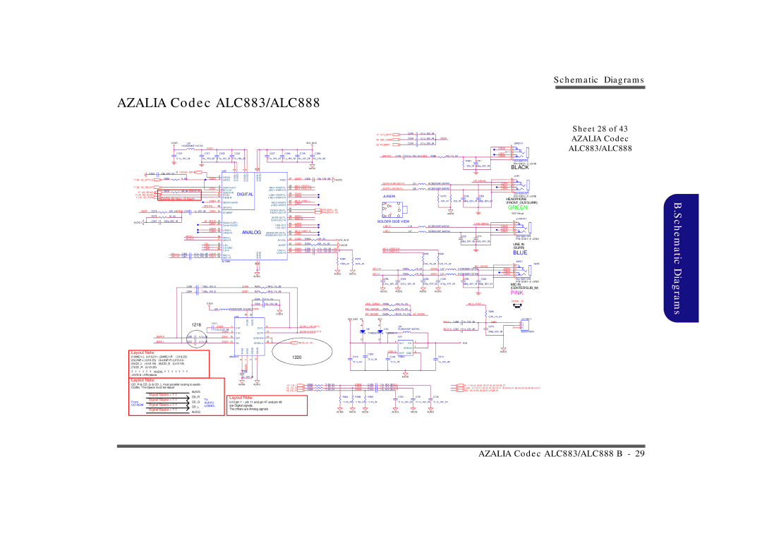 Intel LV22N Series, LV19C Series, LV19N Series, LV22C Series manual Sheet 28 Azalia Codec ALC883/ALC888 