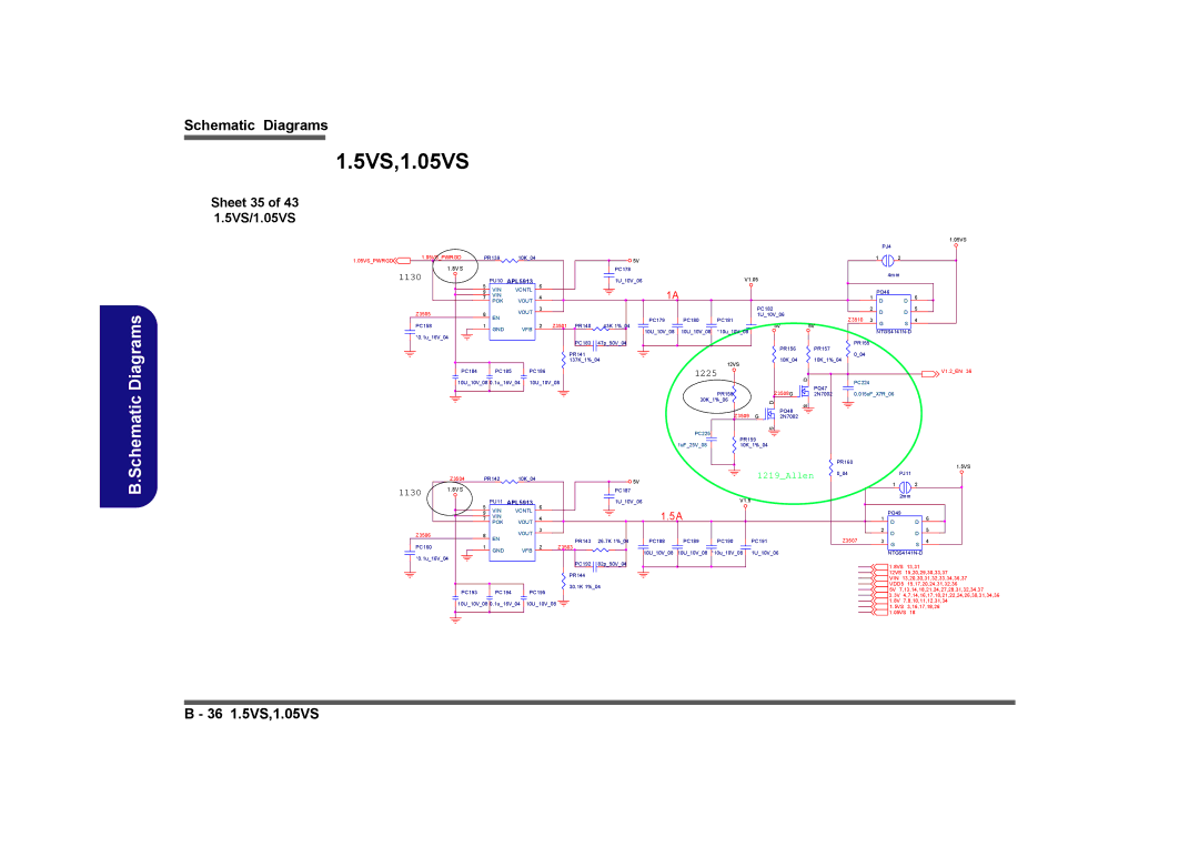 Intel LV19N Series, LV19C Series, LV22N Series, LV22C Series manual 5VS,1.05VS, Sheet 35 of 43 1.5VS/1.05VS 