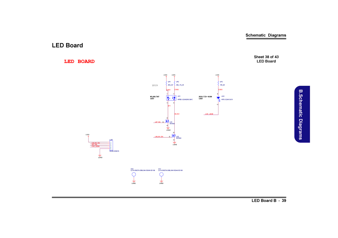 Intel LV19C Series, LV19N Series, LV22N Series, LV22C Series manual Sheet 38 LED Board 