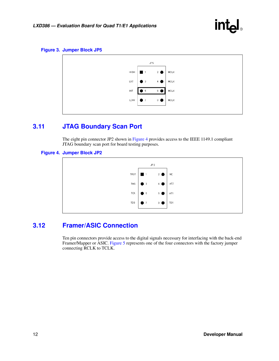 Intel LXD386 manual Jtag Boundary Scan Port, Framer/ASIC Connection 