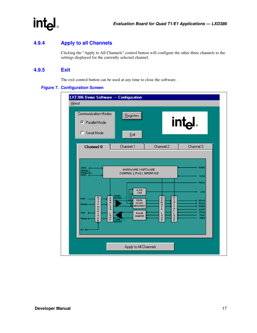 Intel LXD386 manual Apply to all Channels 