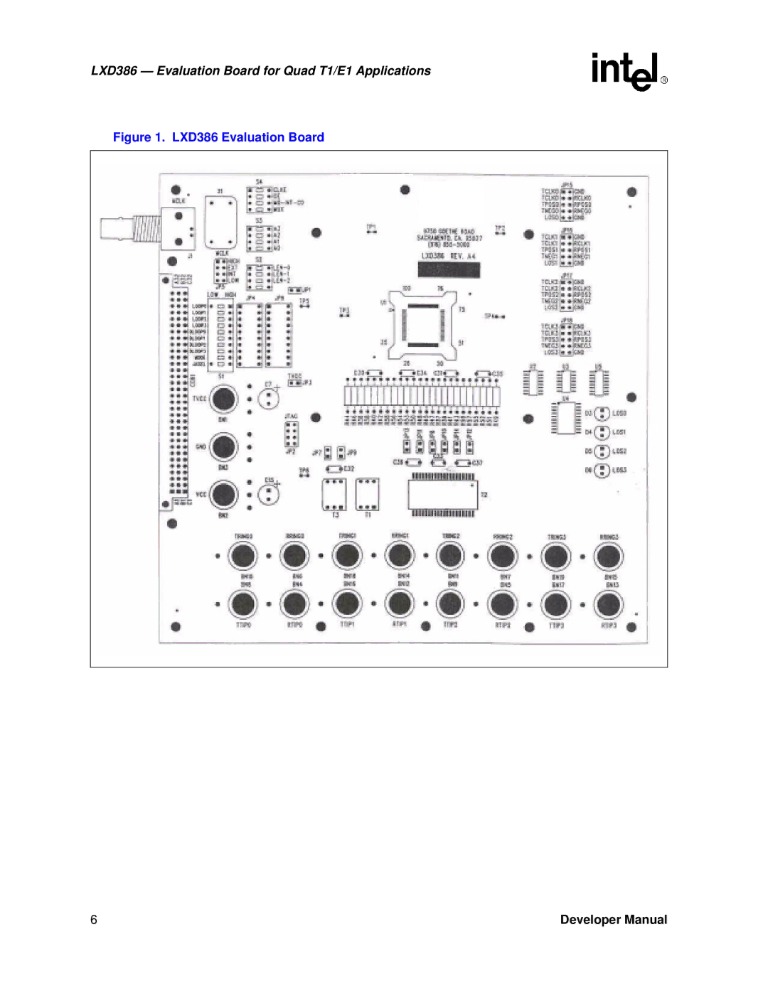 Intel manual LXD386 Evaluation Board for Quad T1/E1 Applications 