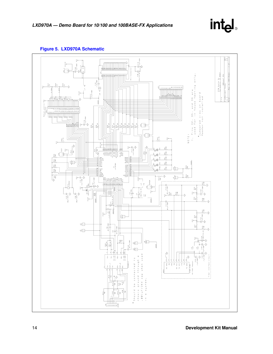 Intel LXD970A Demo Board for 10/100 manual LXD970A Schematic 