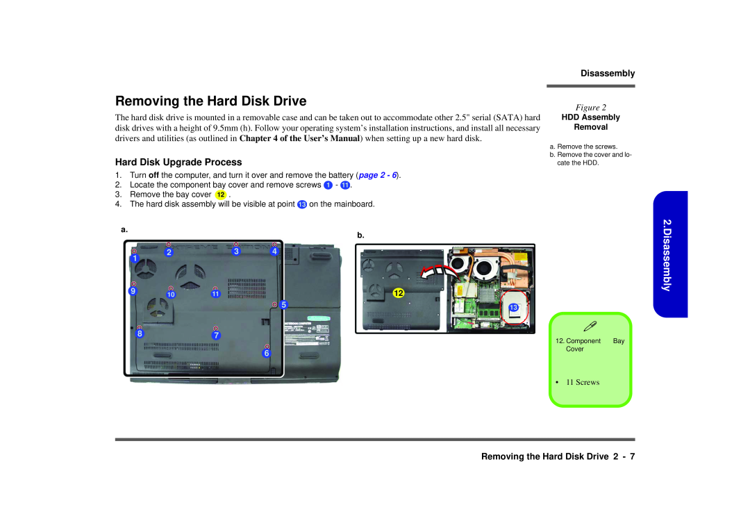 Intel M570TU manual Removing the Hard Disk Drive, Disassembly 