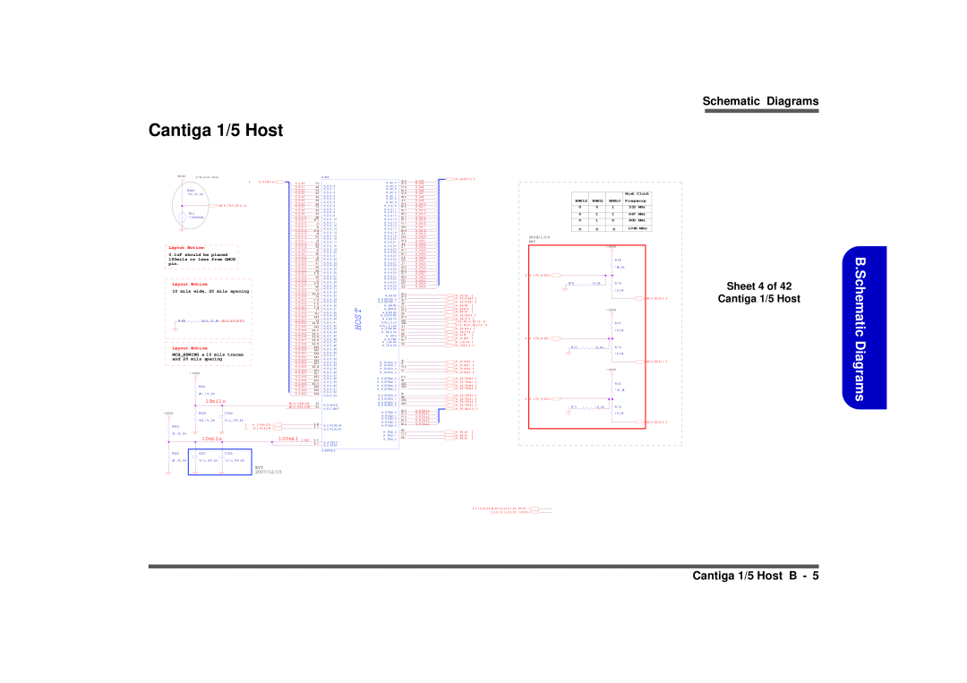 Intel M570TU B.Schematic Diagrams, Cantiga 1/5 Host B, Sheet 4 of Cantiga 1/5 Host, 10mils, mils wide, 20 mils spacing 