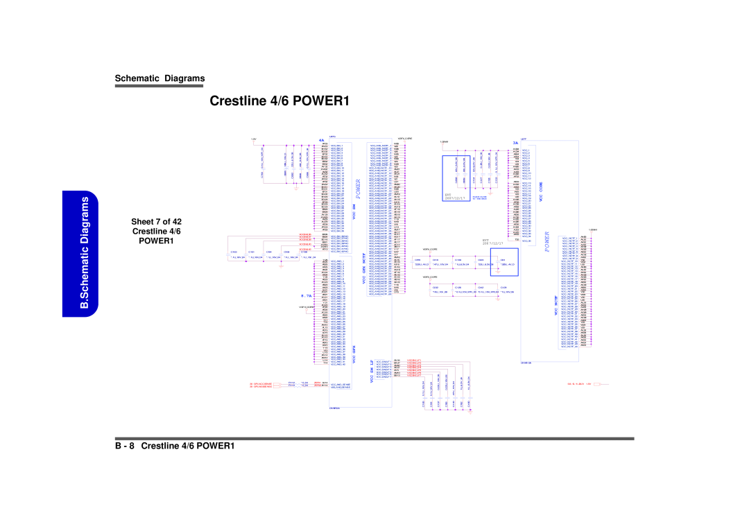 Intel M570TU B.Schematic Diagrams, B - 8 Crestline 4/6 POWER1, Sheet 7 of Crestline 4/6 POWER1, Power, Vcc Sm Vcc Gfx 