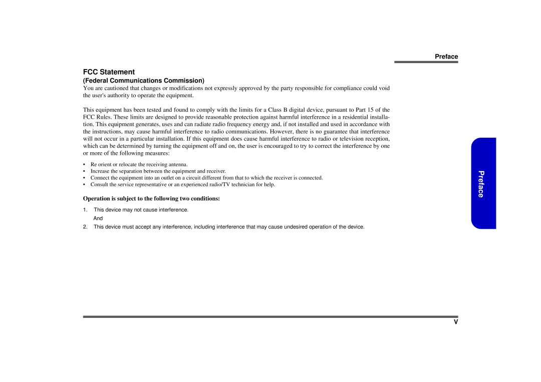 Intel M570TU manual FCC Statement, Preface, Federal Communications Commission 