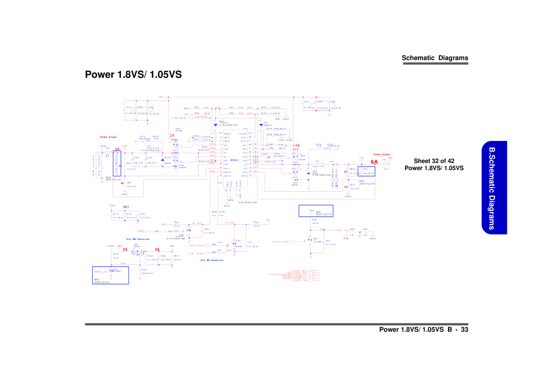 Intel M570TU manual Schematic Diagrams, Power 1.8VS/ 1.05VS B, Sheet 32 of, SC413, 2007/12/10, For ME function 