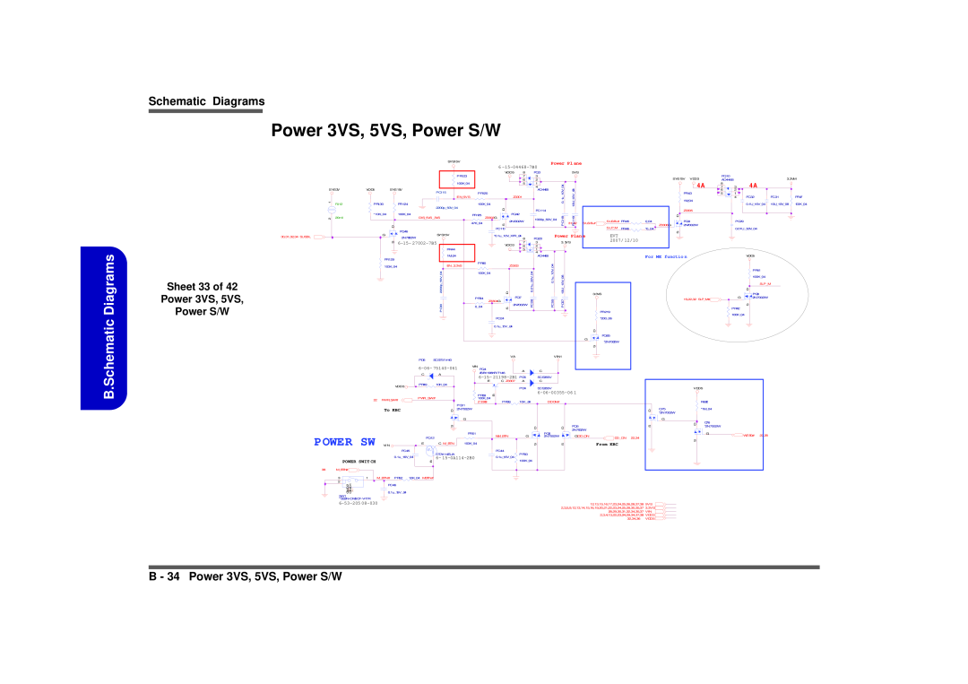 Intel M570TU B.Schematic Diagrams, Power Sw Vi N, B - 34 Power 3VS, 5VS, Power S/W, 6 -15-04468-7B0, 6-15- 27002-7B5 
