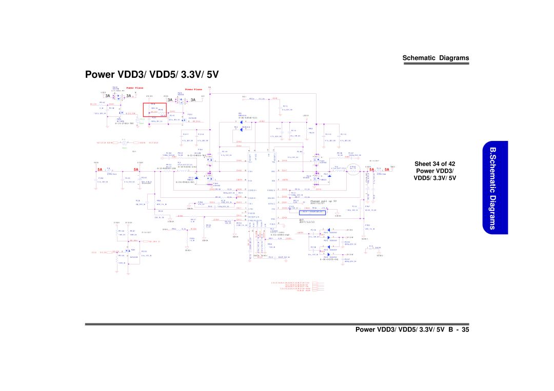 Intel M570TU Schematic Diagrams, Power VDD3/ VDD5/ 3.3V/ 5V B, Sheet 34 of Power VDD3 VDD5, Change pull up, 2007/2/27 