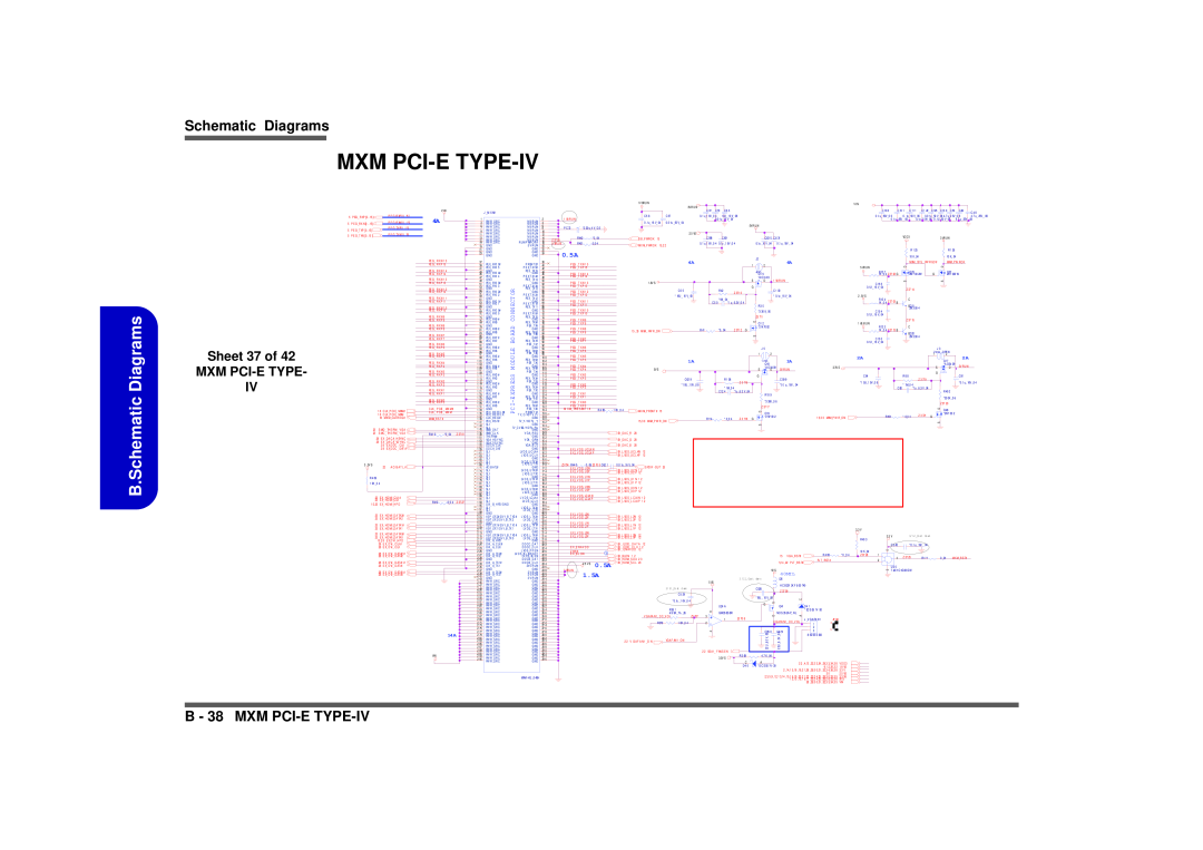 Intel M570TU Mxm Pci-E Type-Iv, B.Schematic Diagrams, B - 38 MXM PCI-E TYPE-IV, Sheet 37 of MXM PCI-ETYPE, 0.5A, 1.5A 