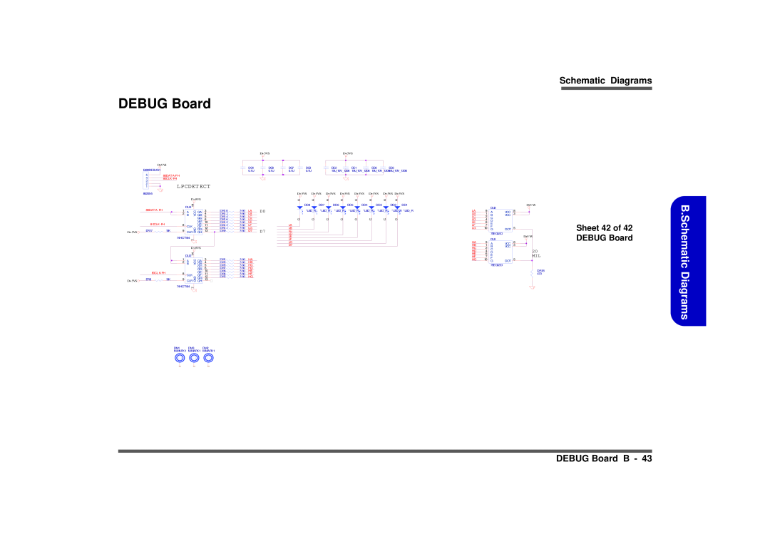 Intel M570TU manual B.Schematic Diagrams, DEBUG Board B, Sheet 42 of, L Pcdet Ect 