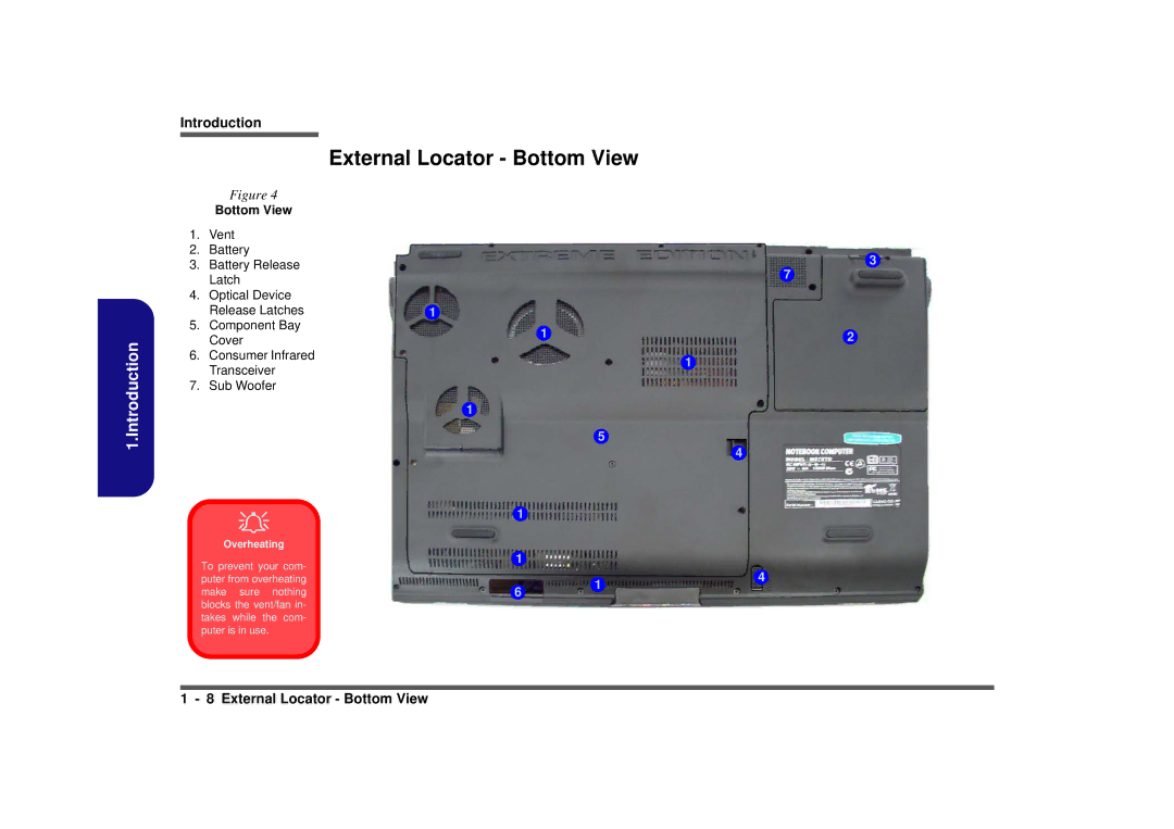 Intel M570TU manual External Locator Bottom View 