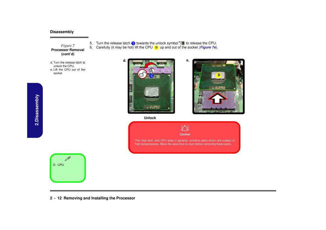 Intel M570TU manual Processor Removal Cont’d, Unlock 