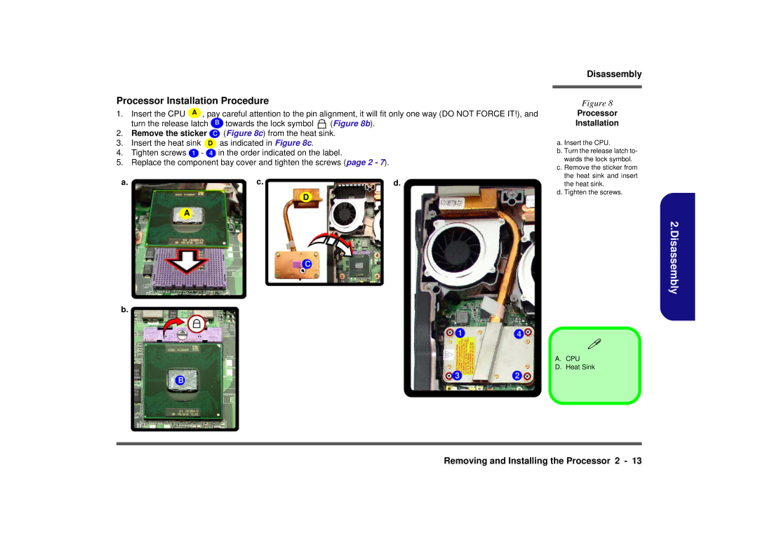 Intel M570TU manual Remove the sticker, Processor Installation 