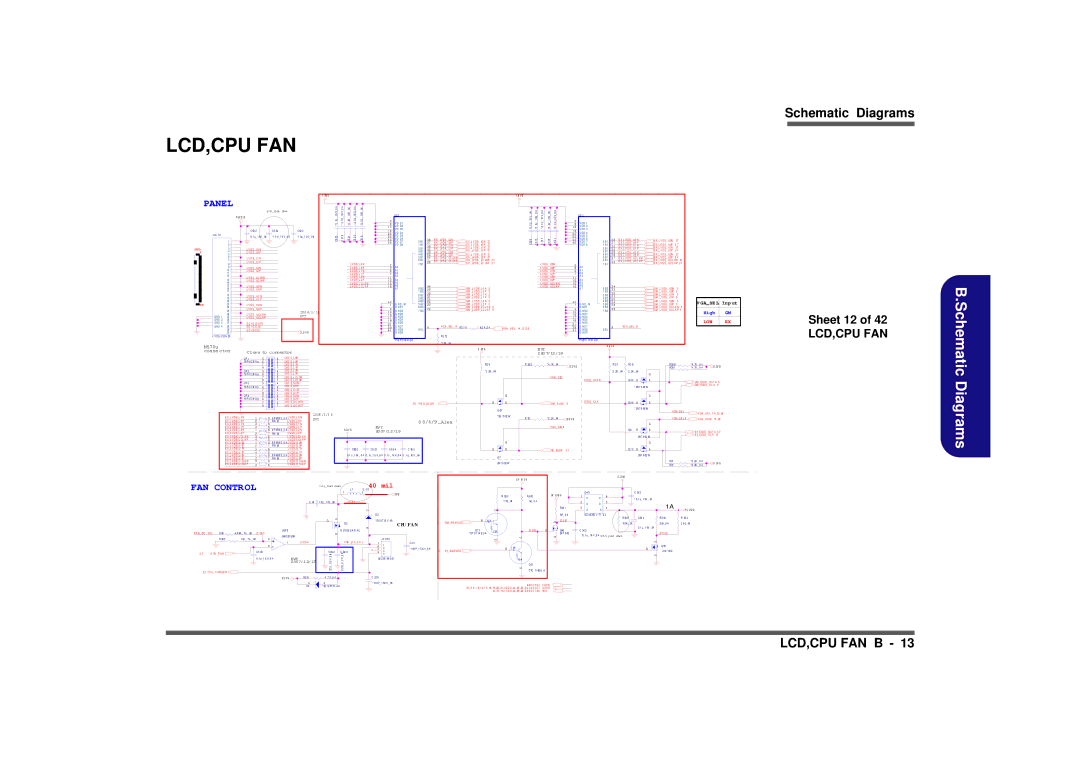 Intel M570TU manual Lcd,Cpu Fan, Sheet 12 