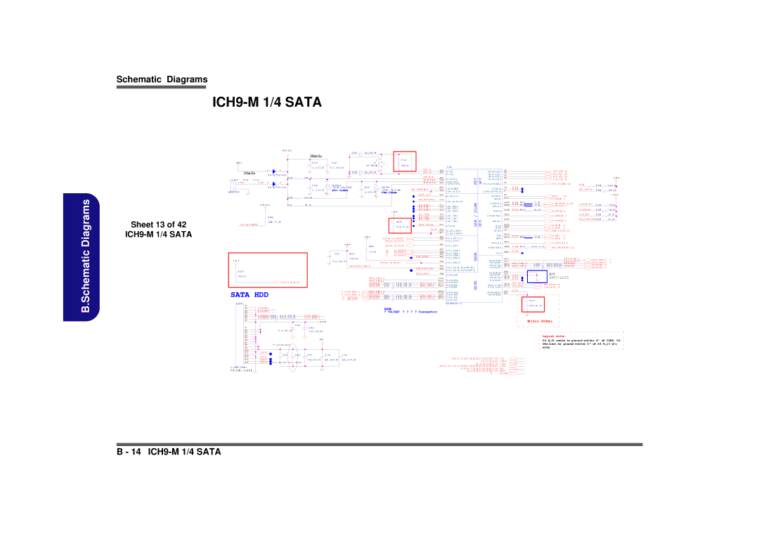 Intel M570TU manual ICH9-M 1/4 Sata, Sheet 13 