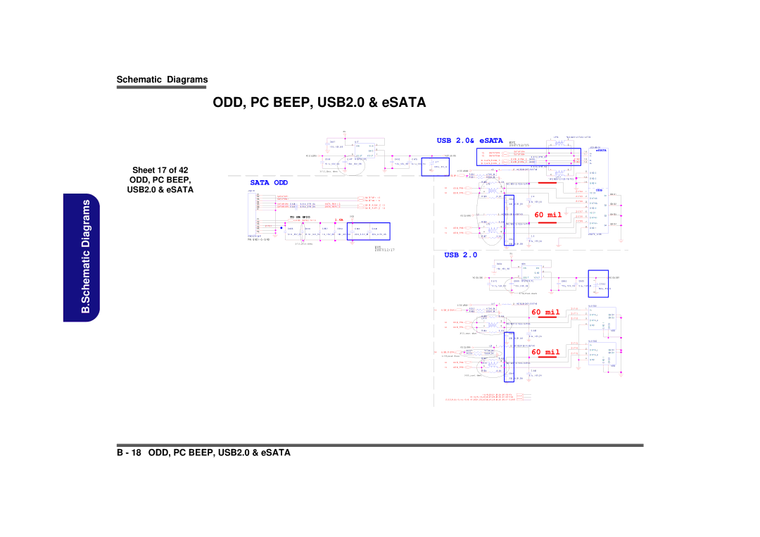 Intel M570TU manual Sheet 17 ODD, PC BEEP, USB2.0 & eSATA, C0 USB, Ou T, GN D4, GN D3 