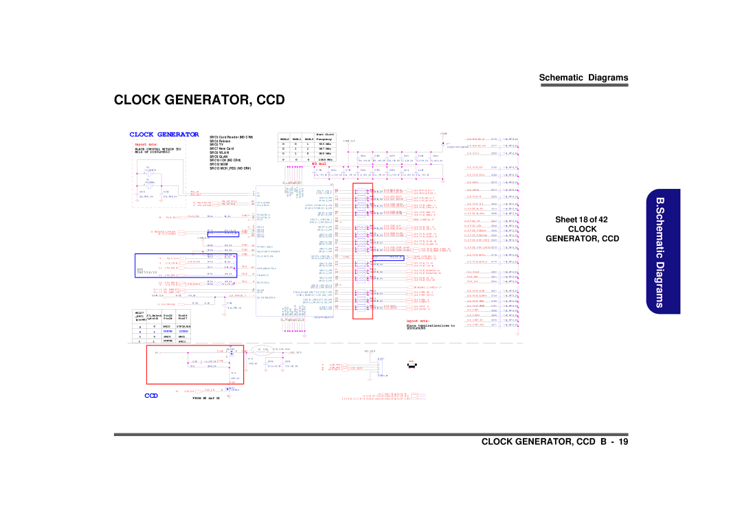 Intel M570TU manual Clock GENERATOR, CCD, Sheet 18 