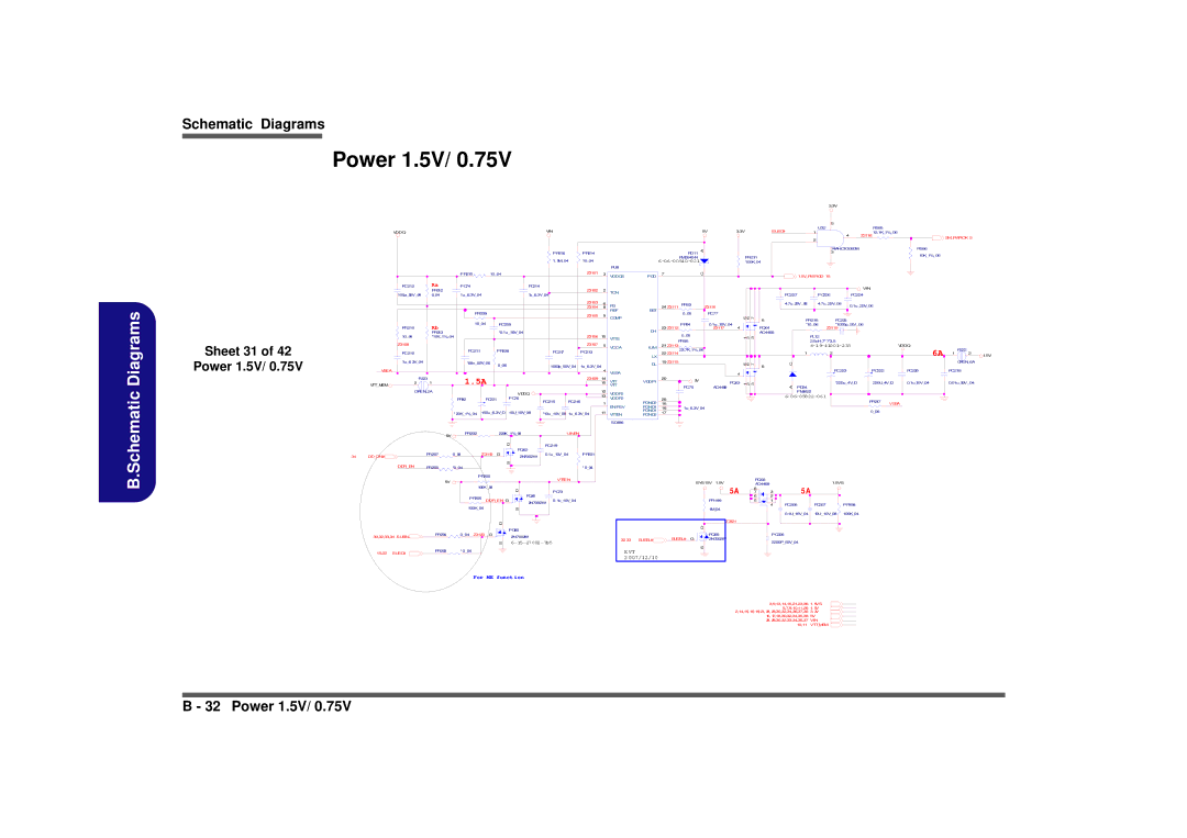 Intel M570TU manual Sheet 31 Power 1.5V 