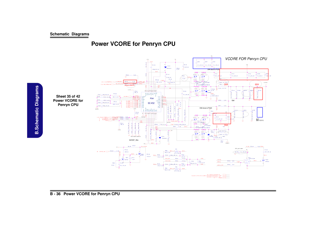 Intel M570TU manual Sheet 35 Power Vcore for Penryn CPU, C S E N S E, S S E N S E, R S L, Or E 