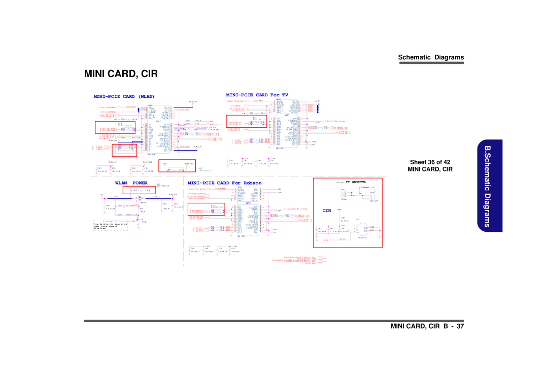 Intel M570TU manual Mini CARD, CIR, Sheet 36 