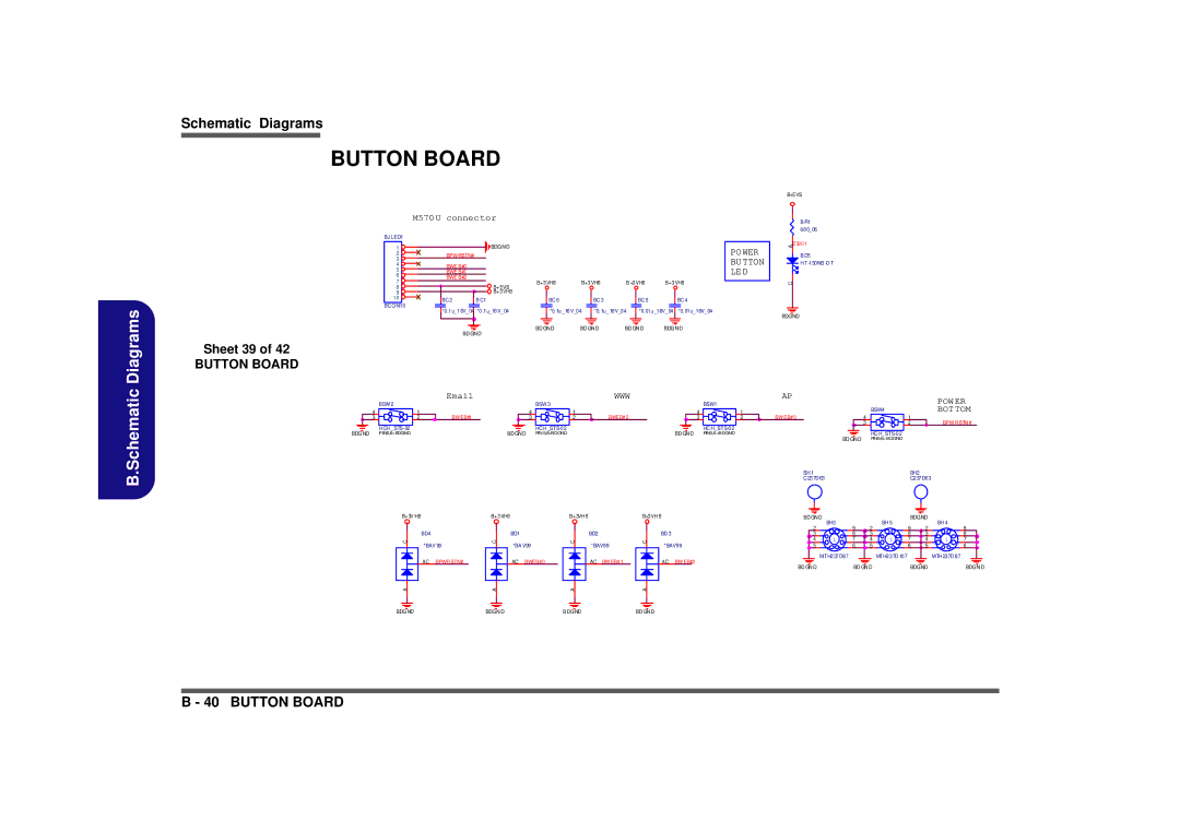 Intel M570TU manual Button Board, Sheet 39 