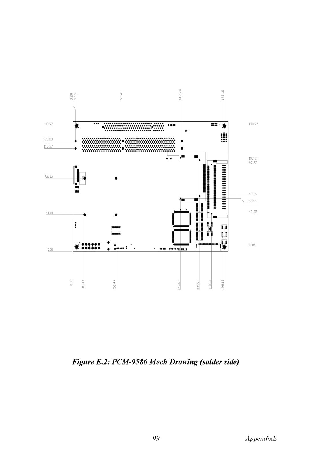 Intel M600 user manual Figure E.2 PCM-9586 Mech Drawing solder side 