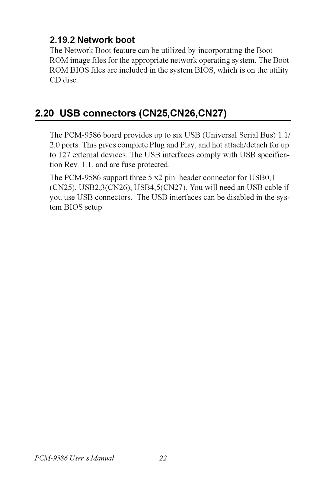 Intel M600 user manual USB connectors CN25,CN26,CN27, Network boot 