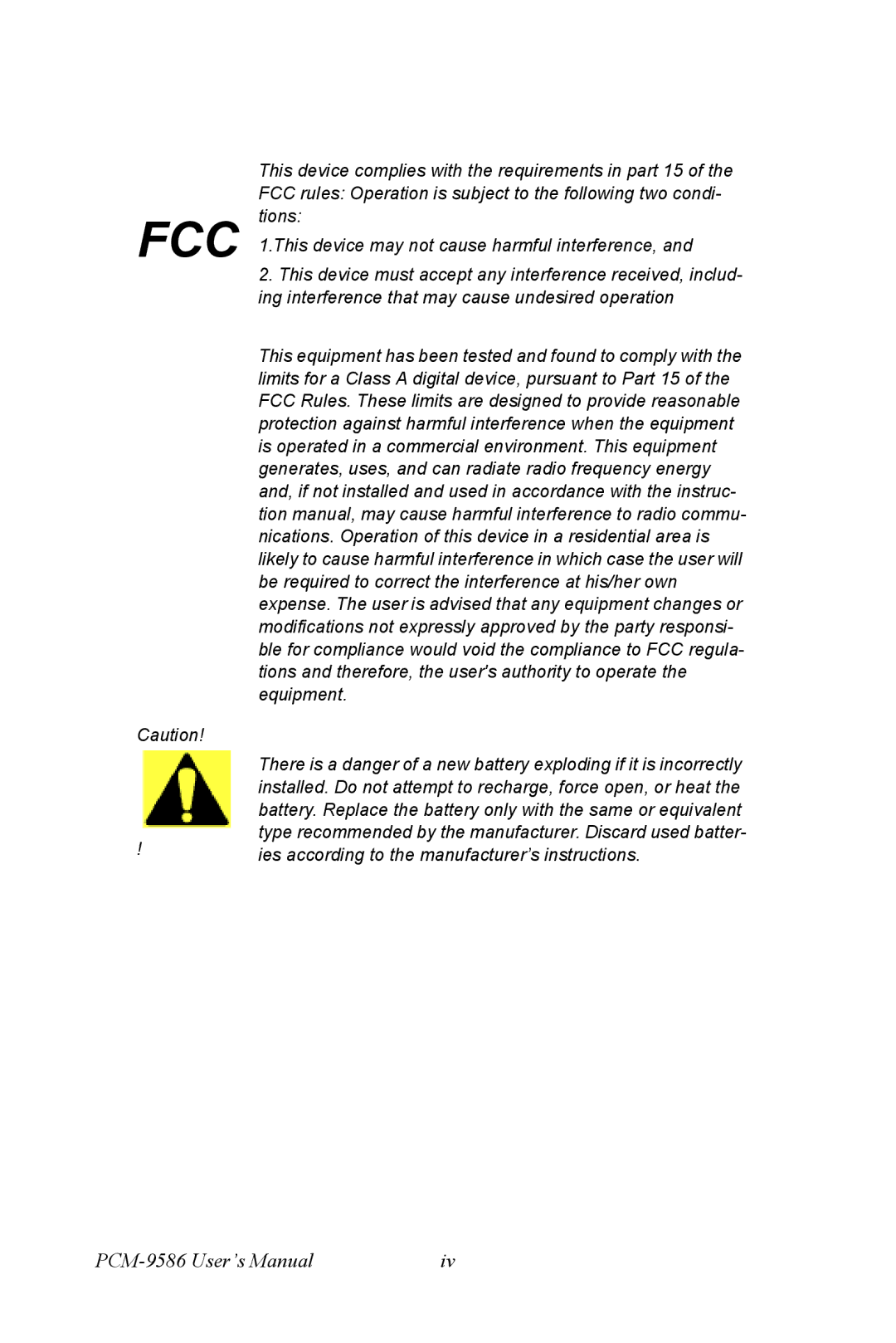 Intel M600 user manual Fcc 