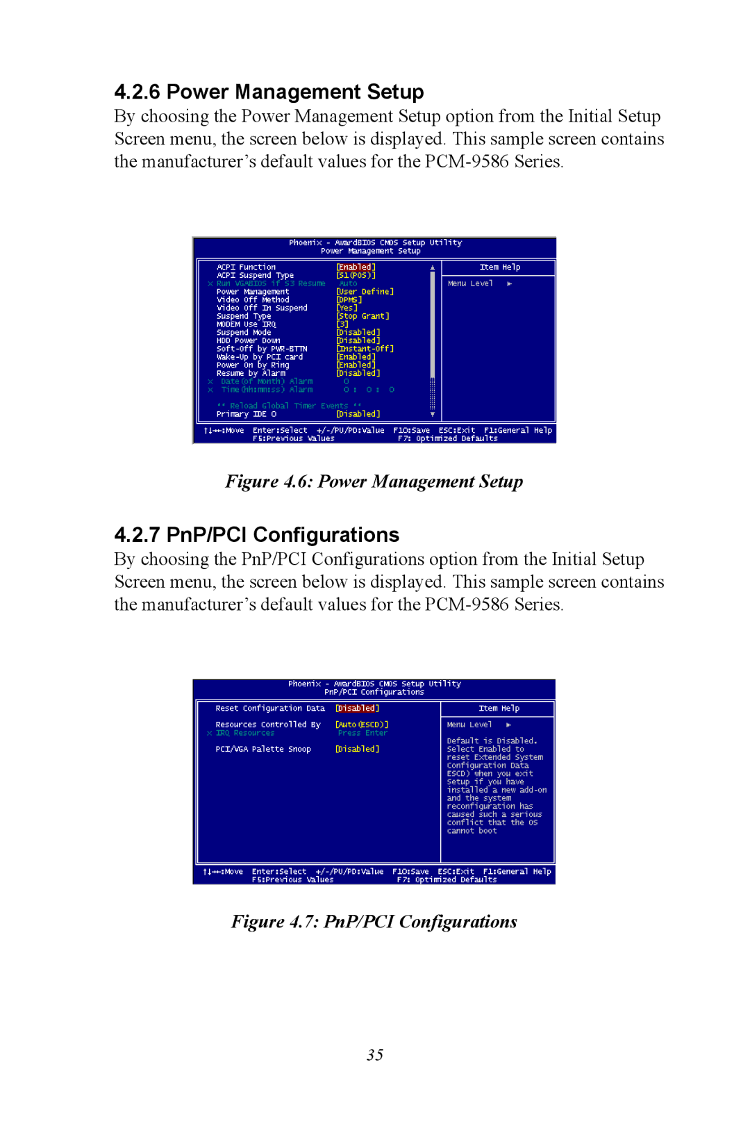 Intel M600 user manual Power Management Setup, 7 PnP/PCI Configurations 