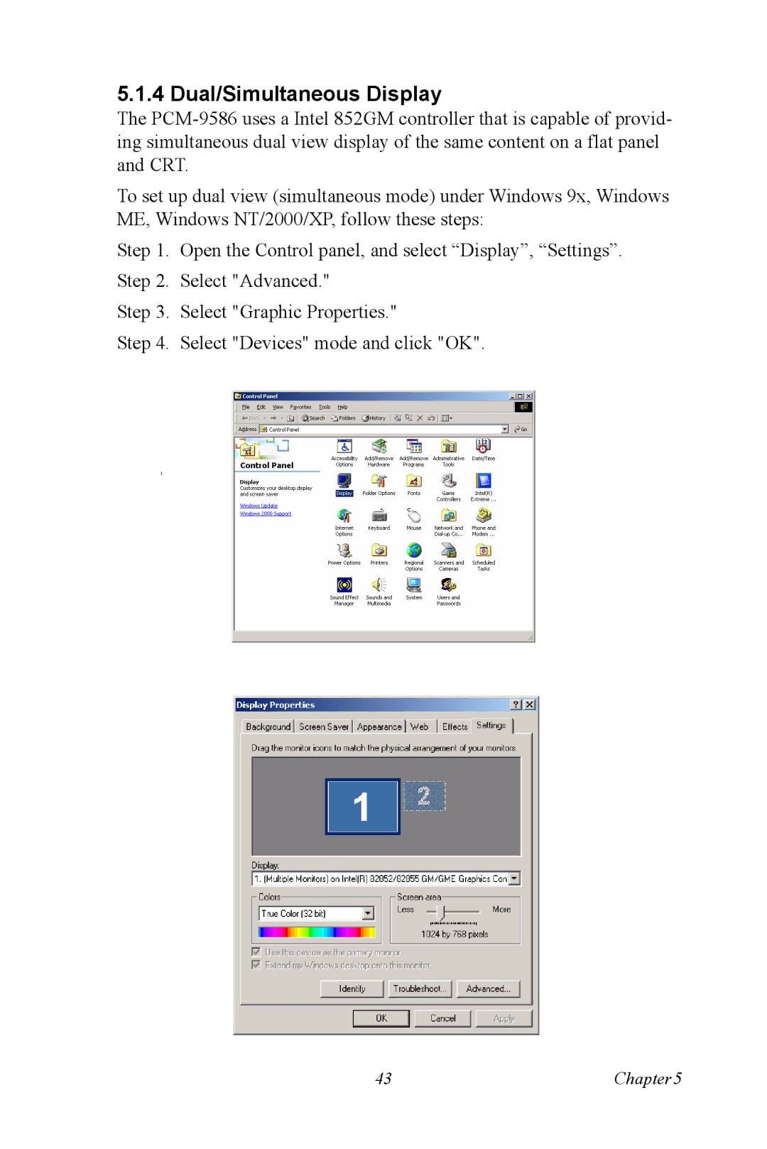 Intel M600 user manual Dual/Simultaneous Display 