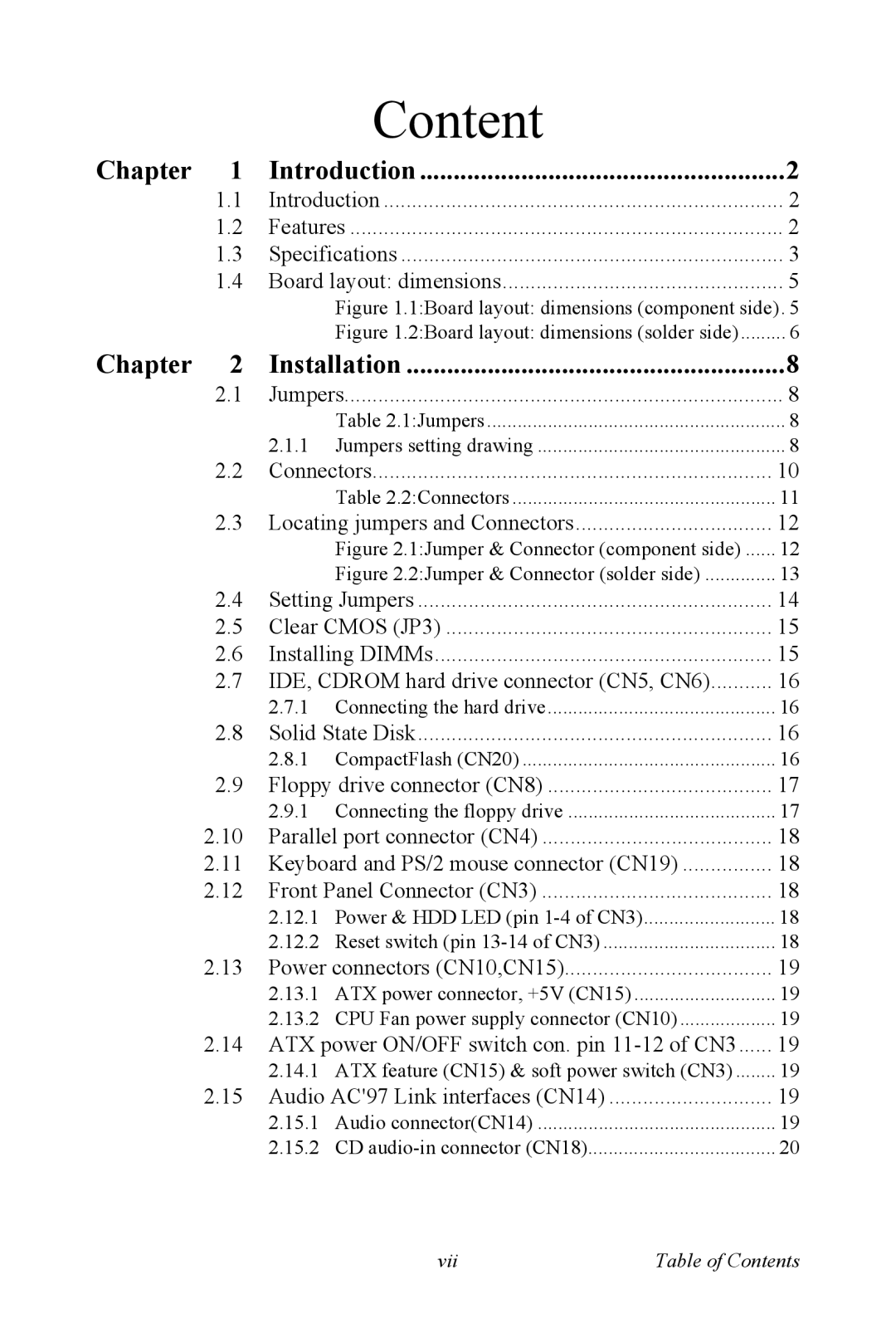 Intel M600 user manual Content 