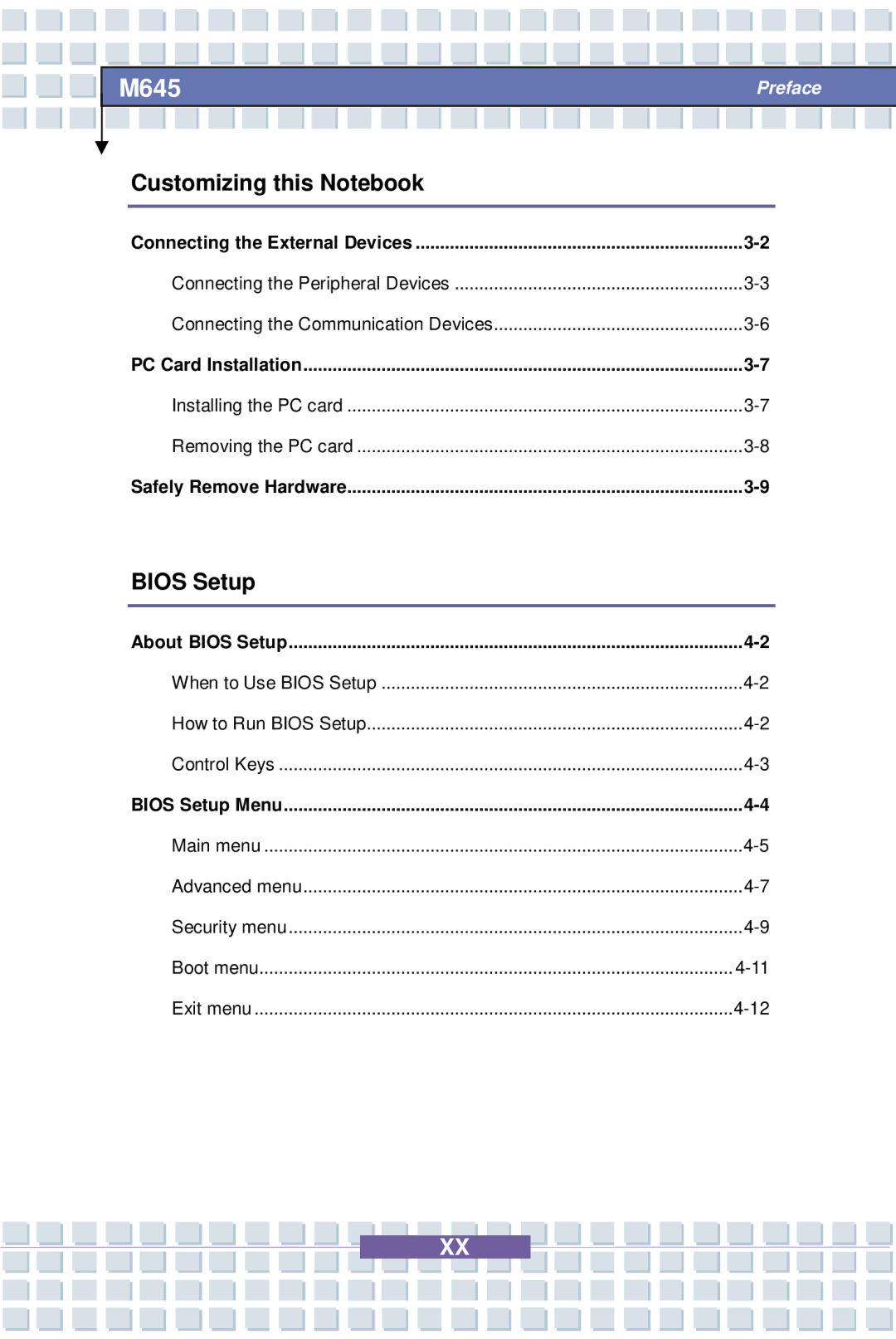 Intel MS-1032, M645 Preface, G52-B1032X1 manual Installing the PC card Removing the PC card 